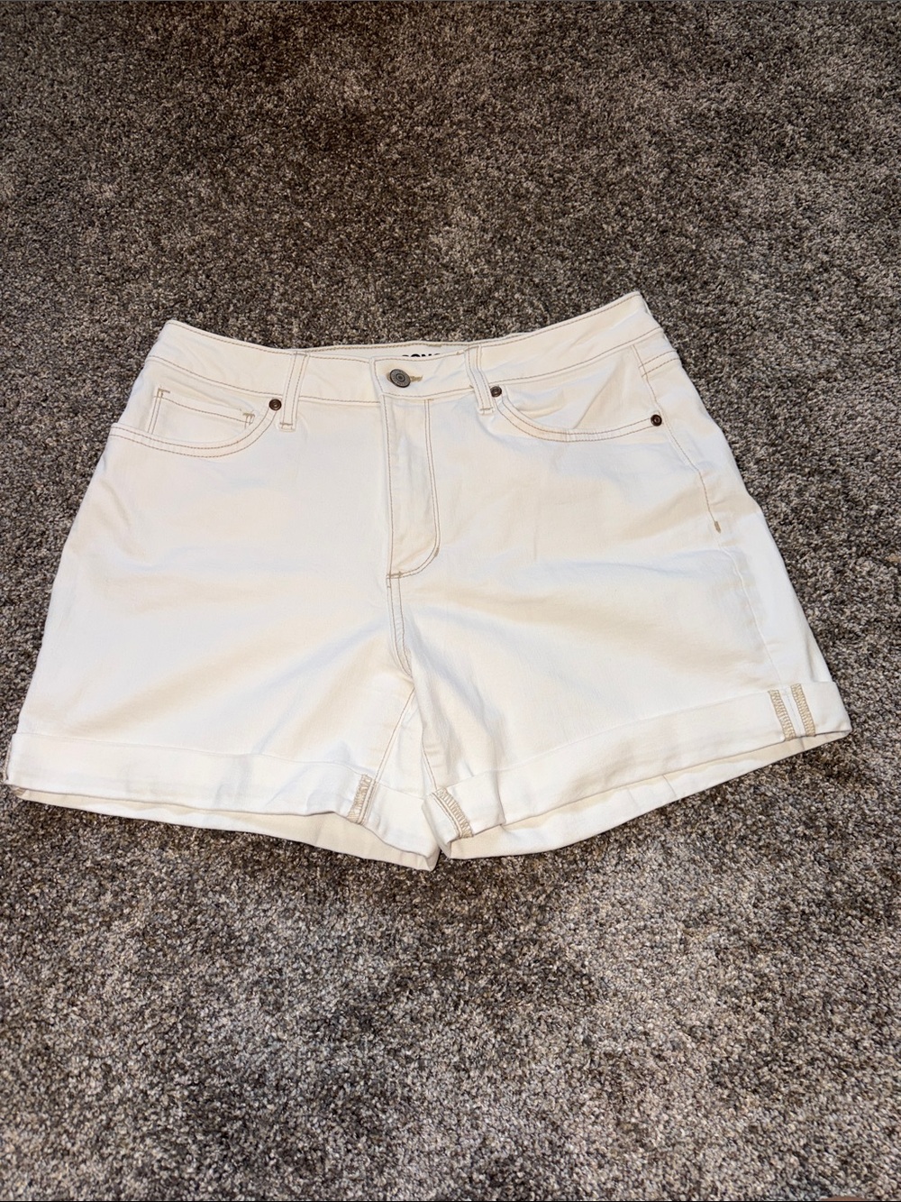 Sonoma Creamy White Denim Shorts with Rolled Hem